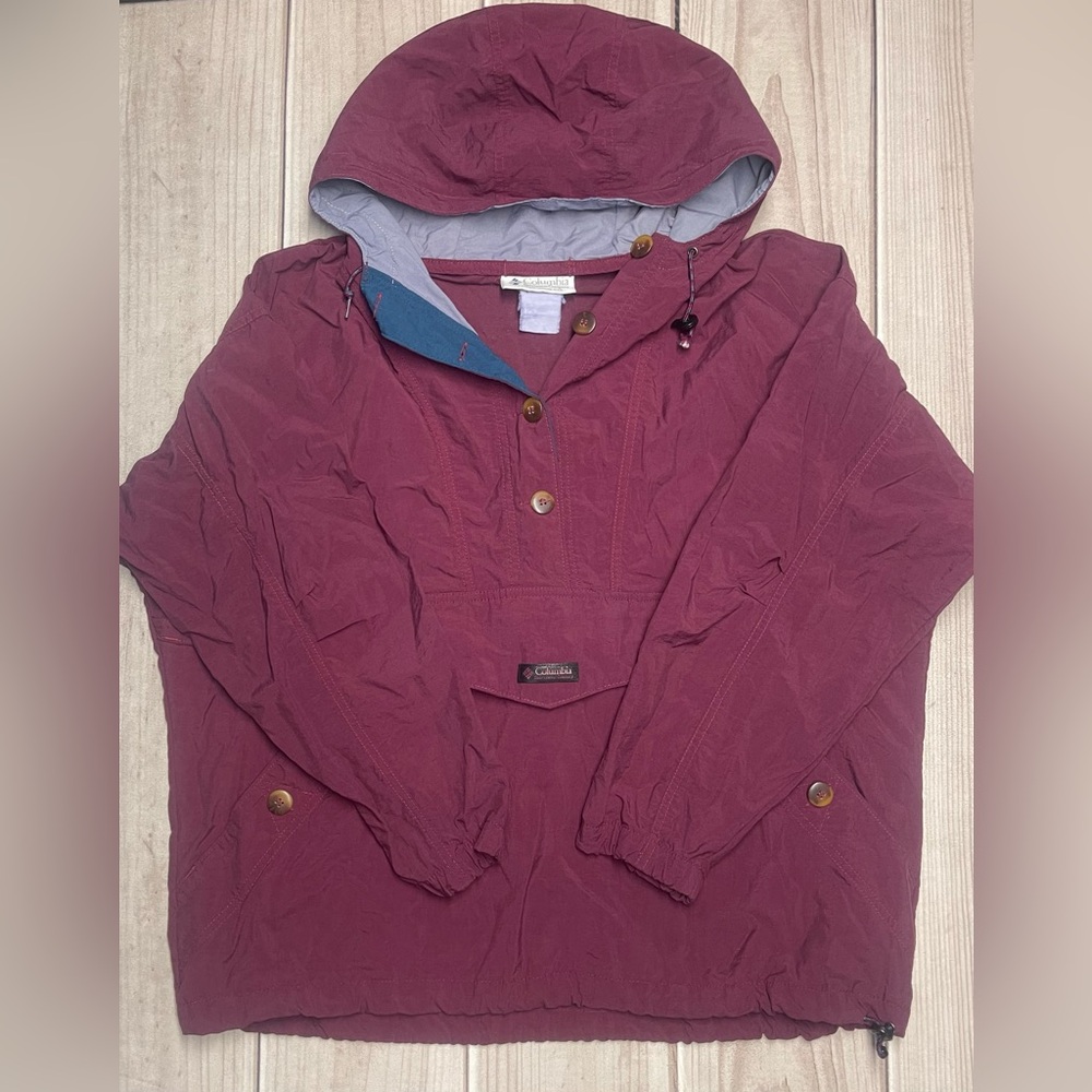 Vintage Columbia Women’s Windbreaker Jacket Anorak Pullover Nylon Hooded
